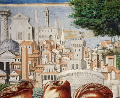 Architektura města Říma, detail z Příběhů svatého Augustina od Benozzo di Lese di Sandro Gozzoli