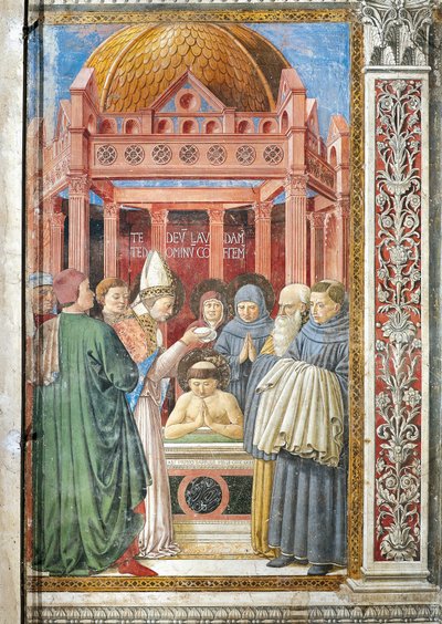 Křest svatého Augustina, detail z Příběhů svatého Augustina od Benozzo di Lese di Sandro Gozzoli