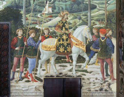 Jan VII Paleolog (1391-1448), východořímský císař, jako Baltazar, jeden ze Tří králů, detail z cyklu Cesta mudrců v kapli, asi 1460 (freska) od Benozzo di Lese di Sandro Gozzoli