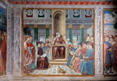 Život svatého Augustina: Učení svatého Augustina v Římě (Fresco od Benozzo di Lese di Sandro Gozzoli