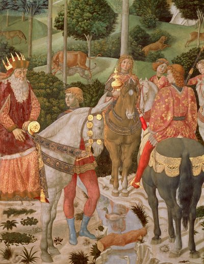Piero de Medici (1416-69) jako Caspar, detail z Průvodu tří králů, kolem 1459-60 od Benozzo di Lese di Sandro Gozzoli