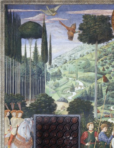 Procesí Baltazara jako Jana VIII. Paleologa, detail z cyklu Cesta mudrců v kapli, asi 1460 (freska) od Benozzo di Lese di Sandro Gozzoli