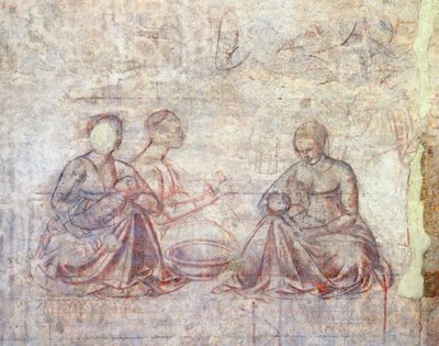 Příběhy Jakuba a Ezaua, Benozzo Gozzoli (1421-1497), synopie (podkres), Detail od Benozzo di Lese di Sandro Gozzoli