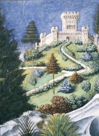 Cesta vedoucí k hradu, z Cesty mágů, detail fresky z roku 1459 z 636 od Benozzo di Lese di Sandro Gozzoli
