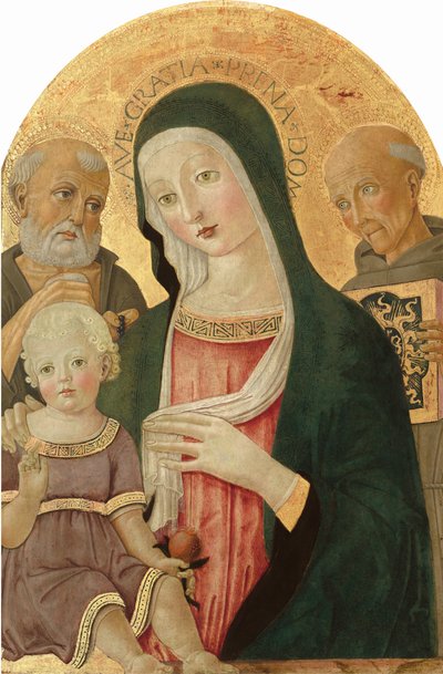 Madona s dítětem se svatým Jeronýmem a svatým Bernardinem ze Sieny, c. 14801485. od Benvenuto di Giovanni