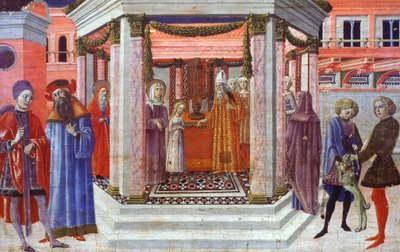 Prezentace Marie v chrámu, detail predella od Benvenuto di Giovanni (1436-1518) od Benvenuto di Giovanni