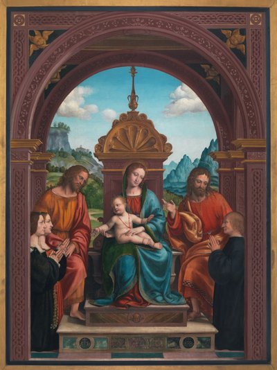 Madona s dítětem, svatý Jakub, svatý Filip a rodina Antonia Bustiho od Bernadino Zenale