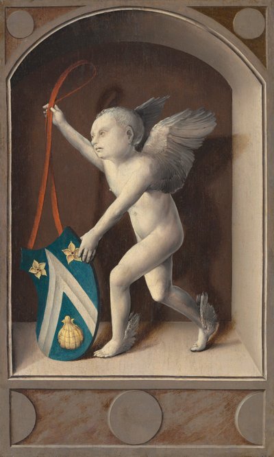 Putto s pažemi Jacquese Coëna [reverzní], c. 1513. od Bernaert van Orley