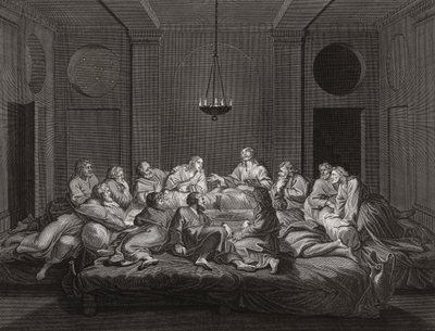 Ježíš Kristus a apoštolové při Poslední večeři. (tisk) od Bernard (after) Picart