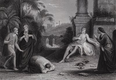 "Hospodin dal a Hospodin vzal, požehnáno buď jméno Hospodinovo" (rytina) od Bernard (after) Picart