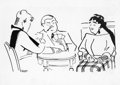 Karetní hra, ilustrace pro Cheri, román Sidonie-Gabrielle Colette (1873-1954) od Bernard Becan