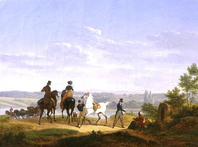 Krajina s postavami a koňmi od Bernard Edouard Swebach