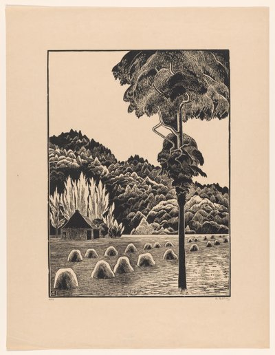 Dunová krajina s kupkami sena od Bernard Essers (signed by artist)