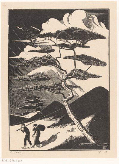 Duna pánev se dvěma postavami od Bernard Essers (signed by artist)