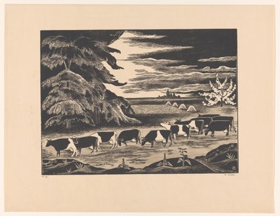 Krávy v krajině od Bernard Essers (signed by artist)