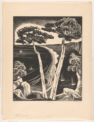 Borovice (Breton Bay při odlivu) (původní název na objektu) od Bernard Essers (signed by artist)