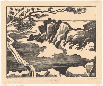 Skalnaté pobřeží v Saint-Raphaël od Bernard Essers (signed by artist)