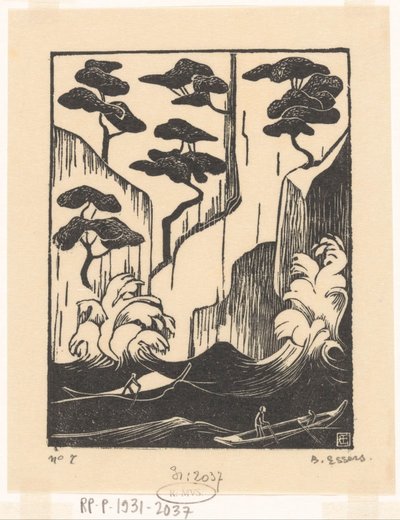 Skalnaté pobřeží v Santa Margherita Ligure od Bernard Essers (signed by artist)