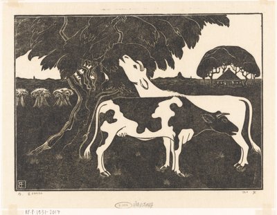 Dvě krávy u stromu od Bernard Essers (signed by artist)