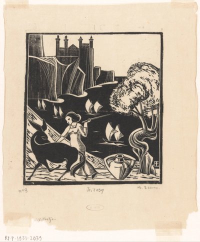 Žena řídí osla od Bernard Essers (signed by artist)