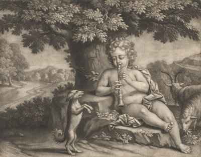 Shepherd Boy Piping to a Dog od Bernard Lens