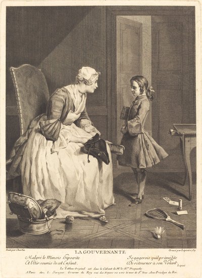 Vychovatelka od Bernard Lépicié after Jean Siméon Chardin
