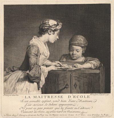 Učitel školy od Bernard Lépicié after Jean Siméon Chardin