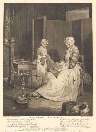 Ta pracovitá matka od Bernard Lépicié after Jean Siméon Chardin
