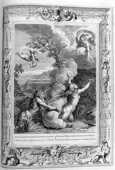 Arethusa pronásledovaná Alfeem a proměněná ve fontánu, 1733 od Bernard Picart