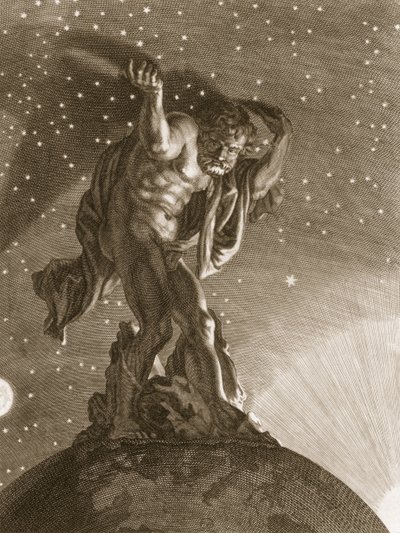 Atlas podpírá nebesa na svých ramenou, 1731 od Bernard Picart