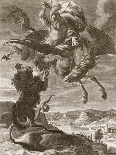 Bellerophon bojuje s Chimaerou, 1731 od Bernard Picart