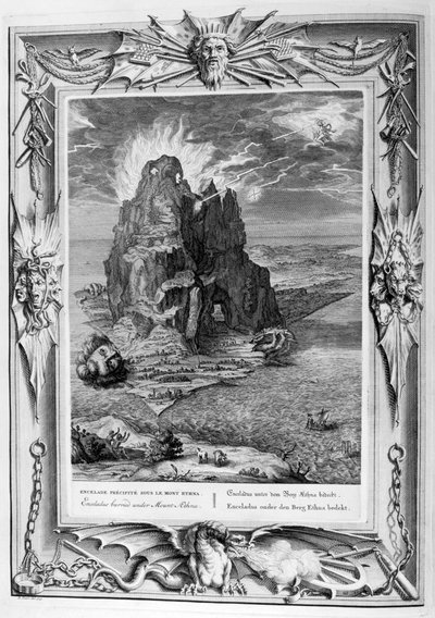 Enceladus pohřben pod Etnou, 1733 od Bernard Picart