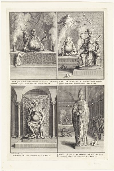 Čtyři čínští bohové, 1728 od Bernard Picart