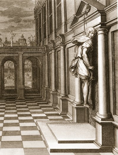 Iphis se oběsí v zoufalství, že nezískal Anaxaretu, 1731 od Bernard Picart