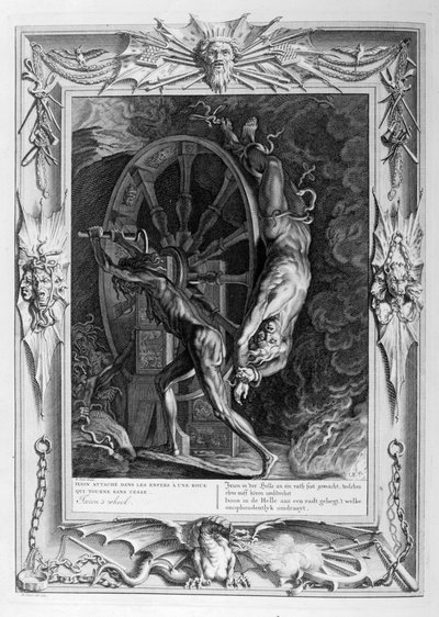Ixion v Tartaru na kole, 1733 od Bernard Picart