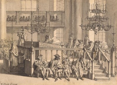 Židovský nový rok v portugalské synagoze v Amsterodamu od Bernard Picart