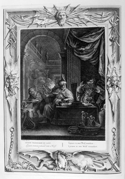 Lycaon se proměnil ve vlka, 1733 od Bernard Picart