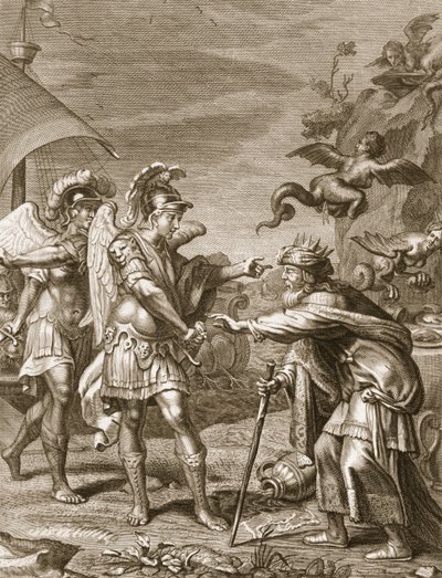 Phineus je vysvobozen z Harpyjí od Calaise a Zethese, 1731 od Bernard Picart