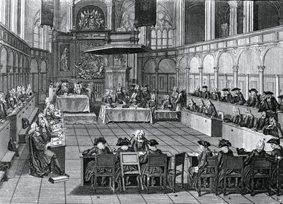 Protestantská synoda konaná v roce 1730 v Nieuwe Kerk (Nový kostel) v Amsterdamu, Nizozemsko, rytina Bernarda Picarta (1673-1733) od Bernard Picart