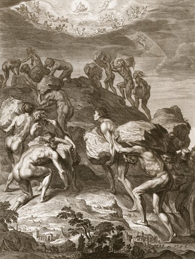 The Giants Attemp to Scale Heaven Piling Mountains Upon Another, 1731 od Bernard Picart