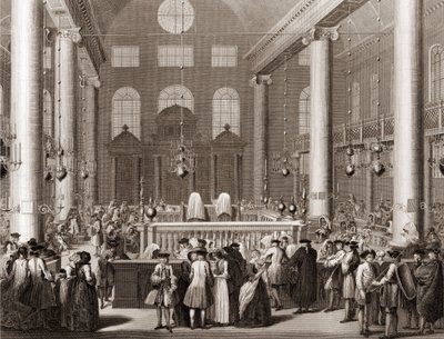 Židovský svátek Purim aneb Cots Rytina z „“ Ilustrace obřadů a náboženských zvyků všech národů světa“ od Bernarda Picarta (1723-1743) 1819 Soukromá sbírka od Bernard Picart