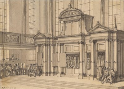 Radost ze Zákona v portugalské synagoze v Amsterodamu od Bernard Picart