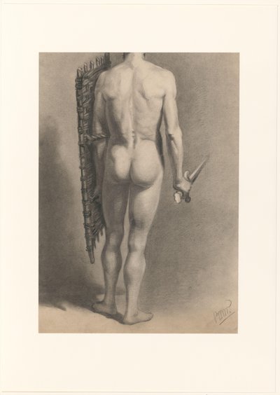 Mužský akt s mečem a štítem, při pohledu zezadu od Bernard Willem Wierink (signed by artist)