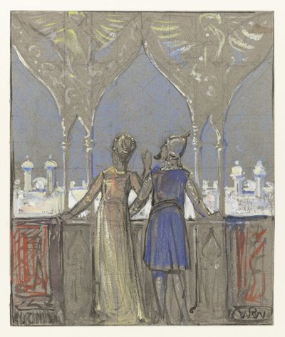 Pár při pohledu na orientální město od Bernard Willem Wierink (signed by artist)