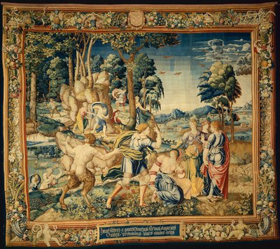 Pomona překvapená Vertumnem a dalšími nápadníky, z Příběhu Vertumna a Pomony od Bernard van Orley