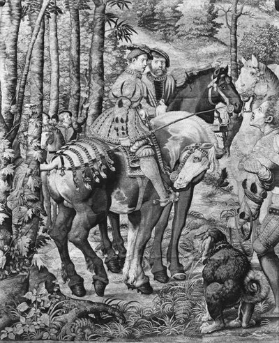Hon na Maxmiliána, Leo, Hon na jelena, Zpráva, Továrna na gobeliny (tapisérie) od Bernard van Orley