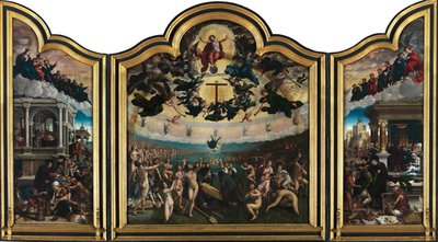 Poslední soud a sedm skutků milosrdenství (olej na panelu) od Bernard van Orley