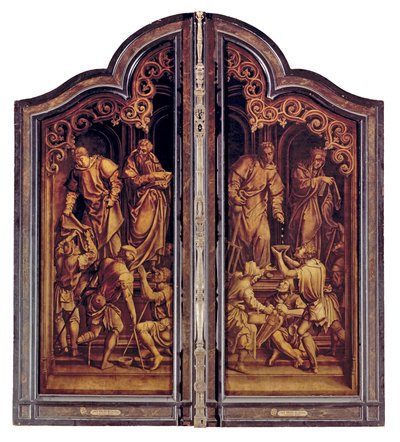 Poslední soud a sedm skutků milosrdenství, uzavřeno (olej na panelu) od Bernard van Orley