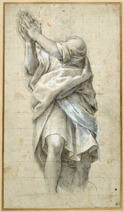 Studie pro apoštola (pero a hnědý inkoust zvýrazněný bílou) od Bernardino Gatti