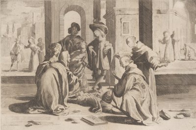 Epizoda 25: V Římě Saint Bernardino léčí nemocného mladého muže, Episode 26: Saint Bern..., 1610-39. od Bernardino Capitelli